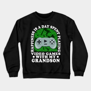 Grandparents Happiness Is A Day Spent Gaming Controller Crewneck Sweatshirt